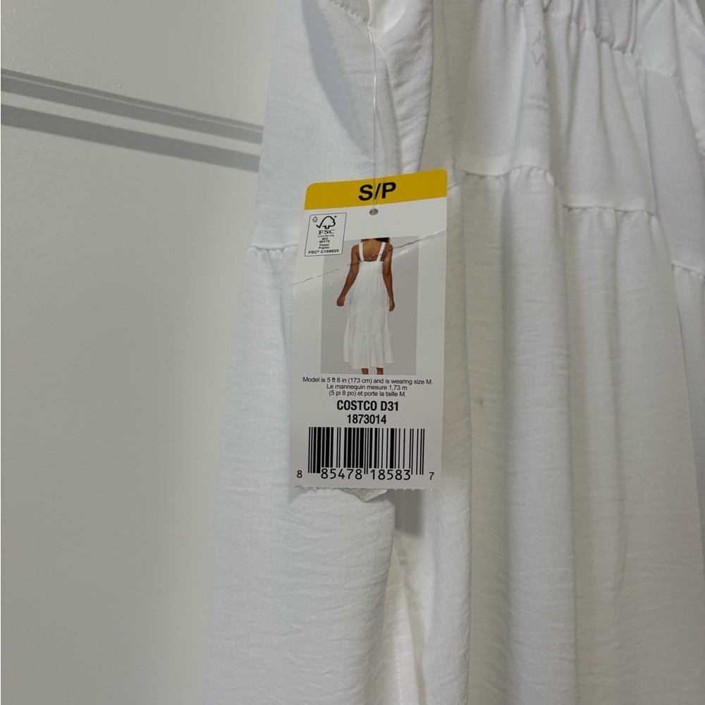 Black Bow White Tiered Maxi Dress NWT Flowy Elastic Back Resort (S) - Picture 5 of 16